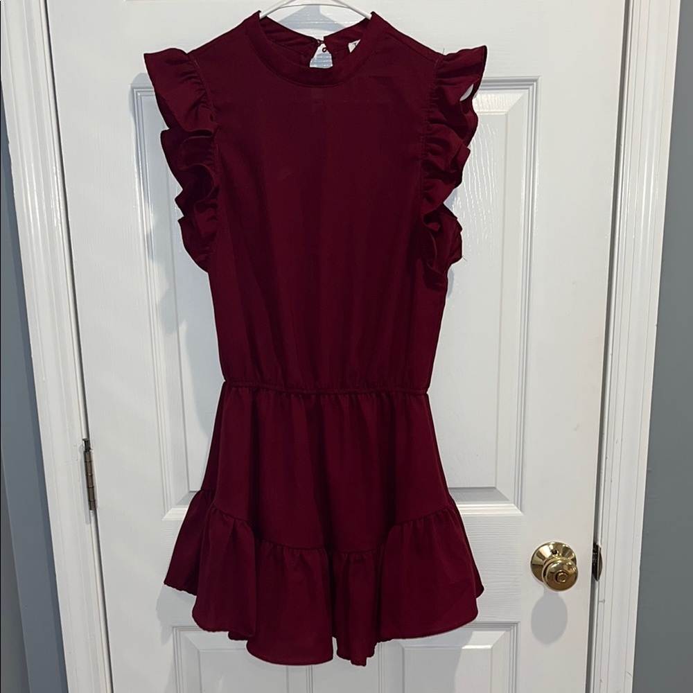 Ruffled Burgundy Dress TCEC